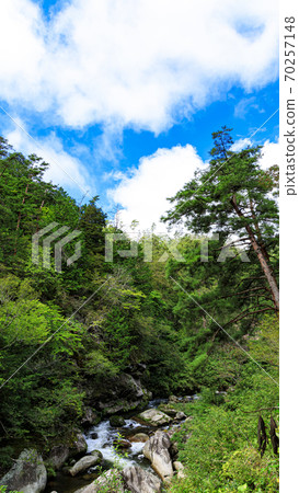Famous place for strange rocks and mysterious stones Early autumn in Shosenkyo, Kofu City, Yamanashi Prefecture 70257148