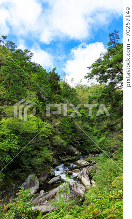 Famous place for strange rocks and mysterious stones Early autumn in Shosenkyo, Kofu City, Yamanashi Prefecture 70257149