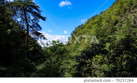Famous place for strange rocks and mysterious stones Early autumn in Shosenkyo, Kofu City, Yamanashi Prefecture 70257264