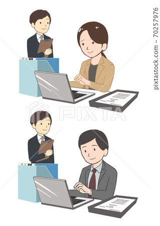 Male employee waiting for the timing to speak (no line) Male employee waiting for the timing to speak (no line) 70257976