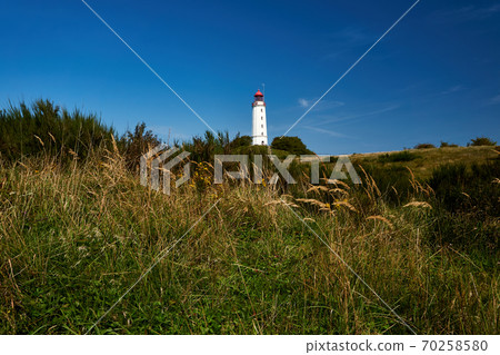 postcard lighthouse on isle of Hiddensee in summer postcard lighthouse on isle of Hiddensee in summer 70258580