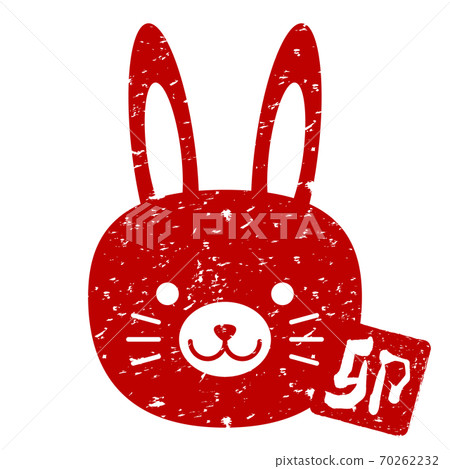 Stamp stamp rabbit rabbit rabbit animal face zodiac icon grunge red 70262232
