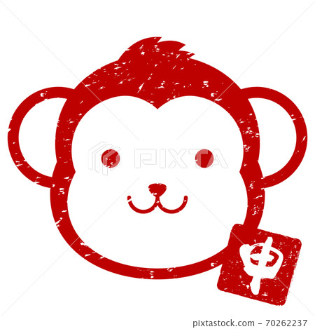 郵票，猴子，猴子，動物，臉，生肖，圖標，grunge，紅色 70262237