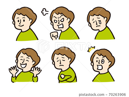 男孩插畫情緒、憤怒、悲傷、幸福 男孩插畫情緒、憤怒、悲傷、幸福 70263906