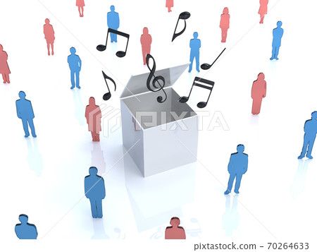 Image of music coming out of a white box 3DCG illustration design Image of music coming out of a white box 3DCG illustration design 70264633