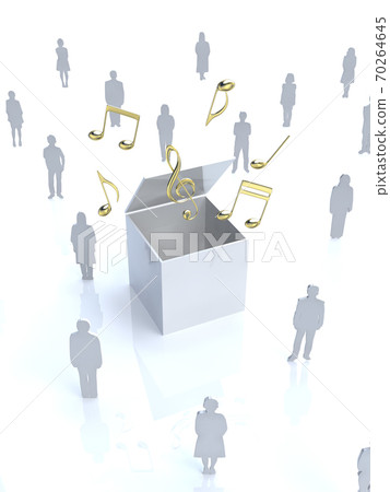 Image of music coming out of a white box 3DCG illustration design Image of music coming out of a white box 3DCG illustration design 70264645