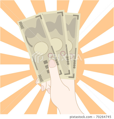 Hand holding a 10,000 yen note (no glitter) Hand holding a 10,000 yen note (no glitter) 70264745