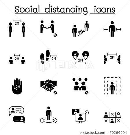 Social distancing icon set vector illustration graphic design 70264904