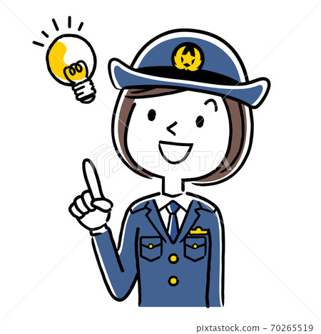 Illustration material: Young female police officer, policewoman, idea, come up 70265519