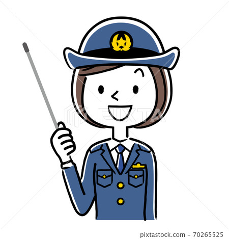 Illustration material: Young female police officer, policewoman, lecture, explanation 70265525