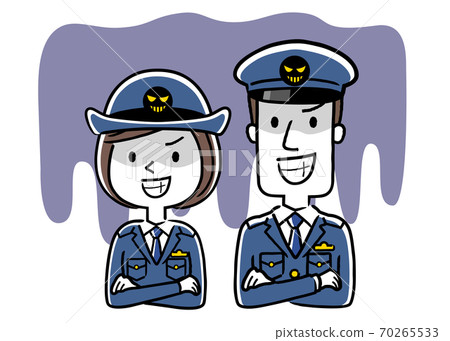 插圖材料：壞男警官和女警官，欺詐 70265533