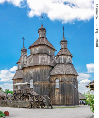 Wooden church in the National Reserve Khortytsia, Zaporozhye, Ukraine Wooden church in the National Reserve Khortytsia, Zaporozhye, Ukraine 70266634
