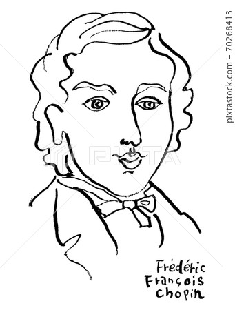 Frederick Chopin's monochrome caricature illustration 70268413