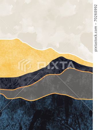 Abstract mountain landscape, Natural landscape background. Creative minimalist hand painted design for wall decoration, postcard or brochure design.vector illustration. 70268992