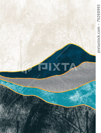Abstract mountain landscape, Natural landscape background. Creative minimalist hand painted design for wall decoration, postcard or brochure design.vector illustration. Abstract mountain landscape, Natural landscape background. Creative minimalist hand painted design for wall decoration, postcard or brochure design.vector illustration. 70268993