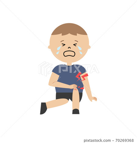 一個膝蓋受傷的男孩的插圖 70269368