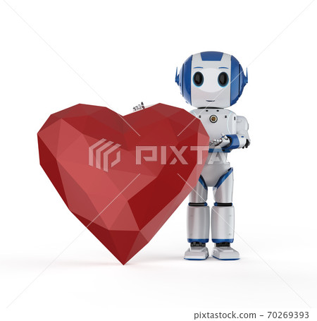 robot hold red heart robot hold red heart 70269393