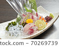 Flying fish sashimi (close-up from diagonally above) 70269739