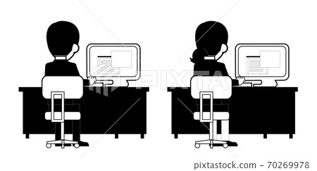在計算機上工作的女商人的背影 70269978