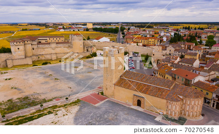 Aerial view of Cuellar Castle in Segovia Province, Leon, Spain Aerial view of Cuellar Castle in Segovia Province, Leon, Spain 70270548