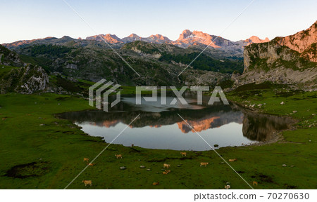 Highland Lakes of Covadonga at sunset Highland Lakes of Covadonga at sunset 70270630