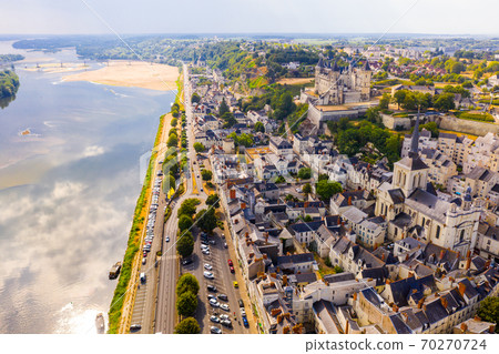 Drone view of ancient Chateau and church in Saumur , France Drone view of ancient Chateau and church in Saumur , France 70270724