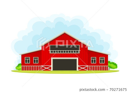Timbered Red Barn or Granary for Crop Storage Vector Illustration Timbered Red Barn or Granary for Crop Storage Vector Illustration 70271675