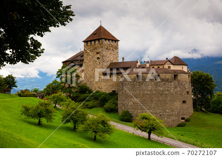 Medieval castle view in Vaduz. Liechtenstein Medieval castle view in Vaduz. Liechtenstein 70272107