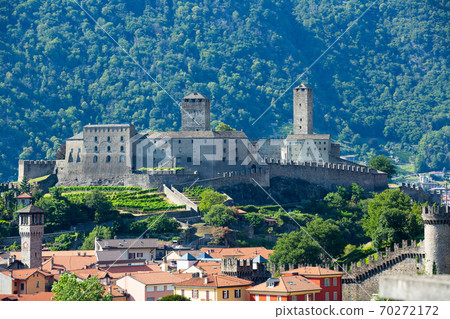 View of antique Castles of Bellinzona, Switzerland View of antique Castles of Bellinzona, Switzerland 70272172