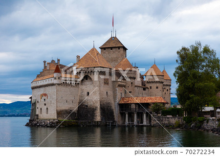 View of Chillon castle on the Geneva lake in Montreux View of Chillon castle on the Geneva lake in Montreux 70272234