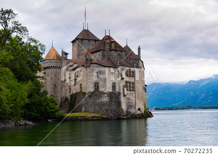 View of Chillon castle on the Geneva lake in Montreux View of Chillon castle on the Geneva lake in Montreux 70272235