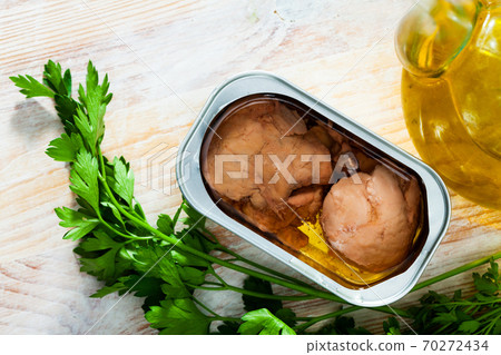 Canned cod liver in oil and parsley Canned cod liver in oil and parsley 70272434