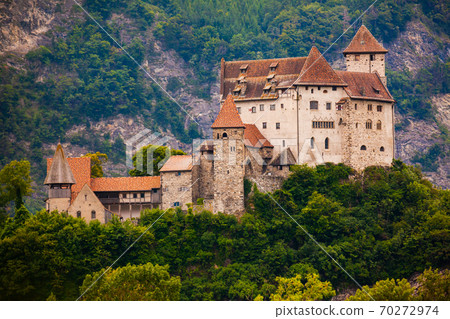 Gutenberg Castle on hilltop in summer, Balzers, Liechtenstein 70272974