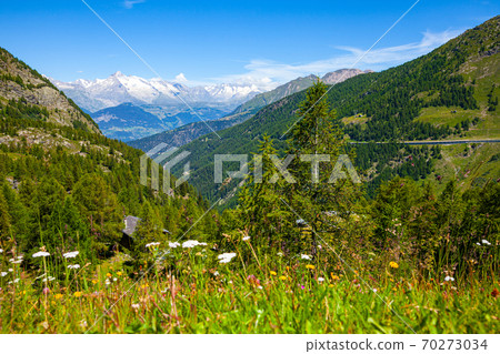 Panoramic view on Simplon pass in Switzerland 70273034