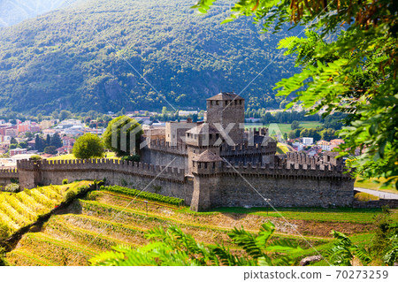 Medieval castle of Montebello on summer day. Bellinzona. Switzerland 70273259