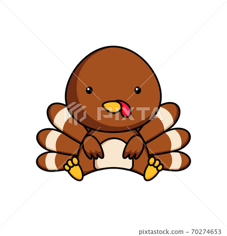 Cute business turkey icon on white background. Mascot cartoon animal character design of album, scrapbook, greeting card, invitation, flyer, sticker, card. Flat vector stock illustration. 70274653
