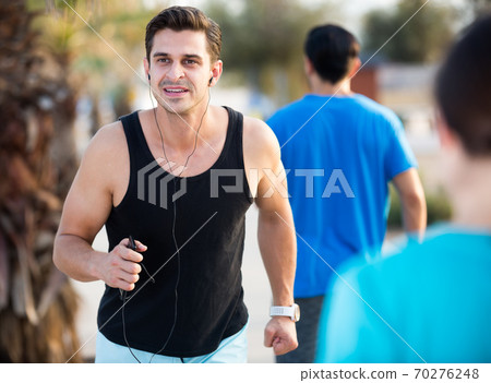 Two friends are doing race in time training Two friends are doing race in time training 70276248