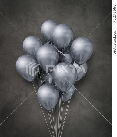 Silver metallic air balloons group on a concrete background Silver metallic air balloons group on a concrete background 70278666