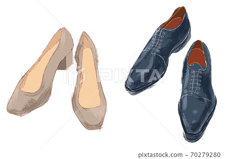 High heels and business shoes hand drawn illustration High heels and business shoes hand drawn illustration 70279280
