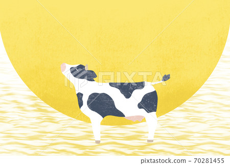 Japanese style cow illustration 70281455