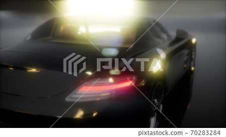 luxury sport car in dark studio with bright lights 70283284