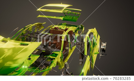 Disassembled Car with Visible Parts Disassembled Car with Visible Parts 70283285