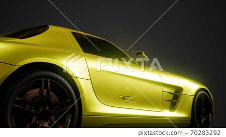 luxury sport car in dark studio with bright lights 70283292