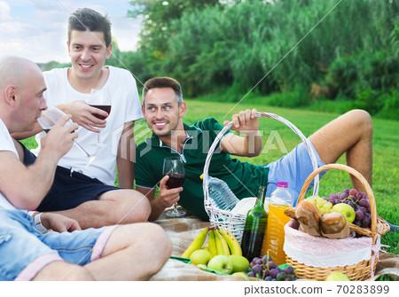 Males friends enjoying picnic 70283899