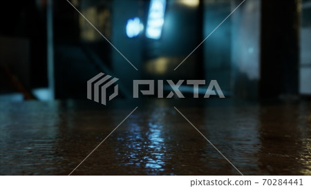 Empty City Streets on quarantine In The Rain At Night 70284441