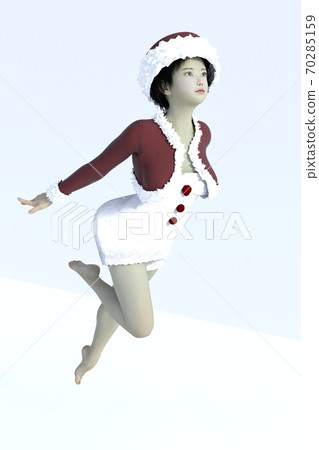 Girl in Santa costume posing in a white-backed studio 70285159