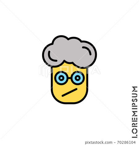 Sad and Confused yellow Emoticon boy, man Icon Vector Illustration. Style. 70286104
