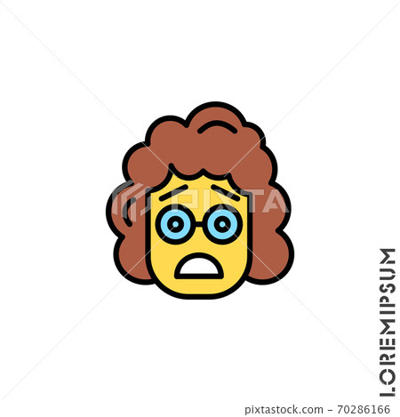 Frowning with open mouth emoji yellow vector girl, woman icon with raised eyebrows. Thin line black frowning with open mouth emoji icon, vector simple element illustration from editable emoji concept 70286166