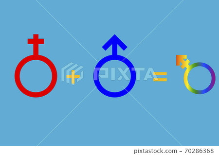 The concept of bisexuality with symbols in a traditional family. 70286368