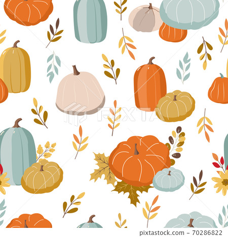 Hand Drawn Seamless Pattern With Autumn Leaves... - Stock Illustration ...